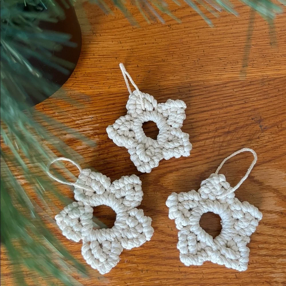 Set of 3 Macrame Star Ornaments